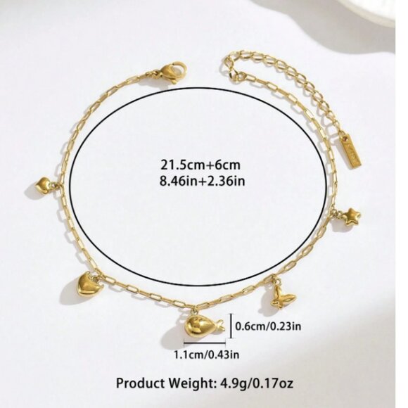 Ocean Charm Anklet | 14K Gold Filled over Sterling Silver - Picture 4 of 4